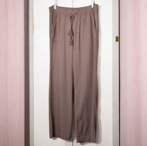 Jolt Women's Wide Leg Tan/Rust Pants 55% Linen 45% Rayon.  Great Details 💯